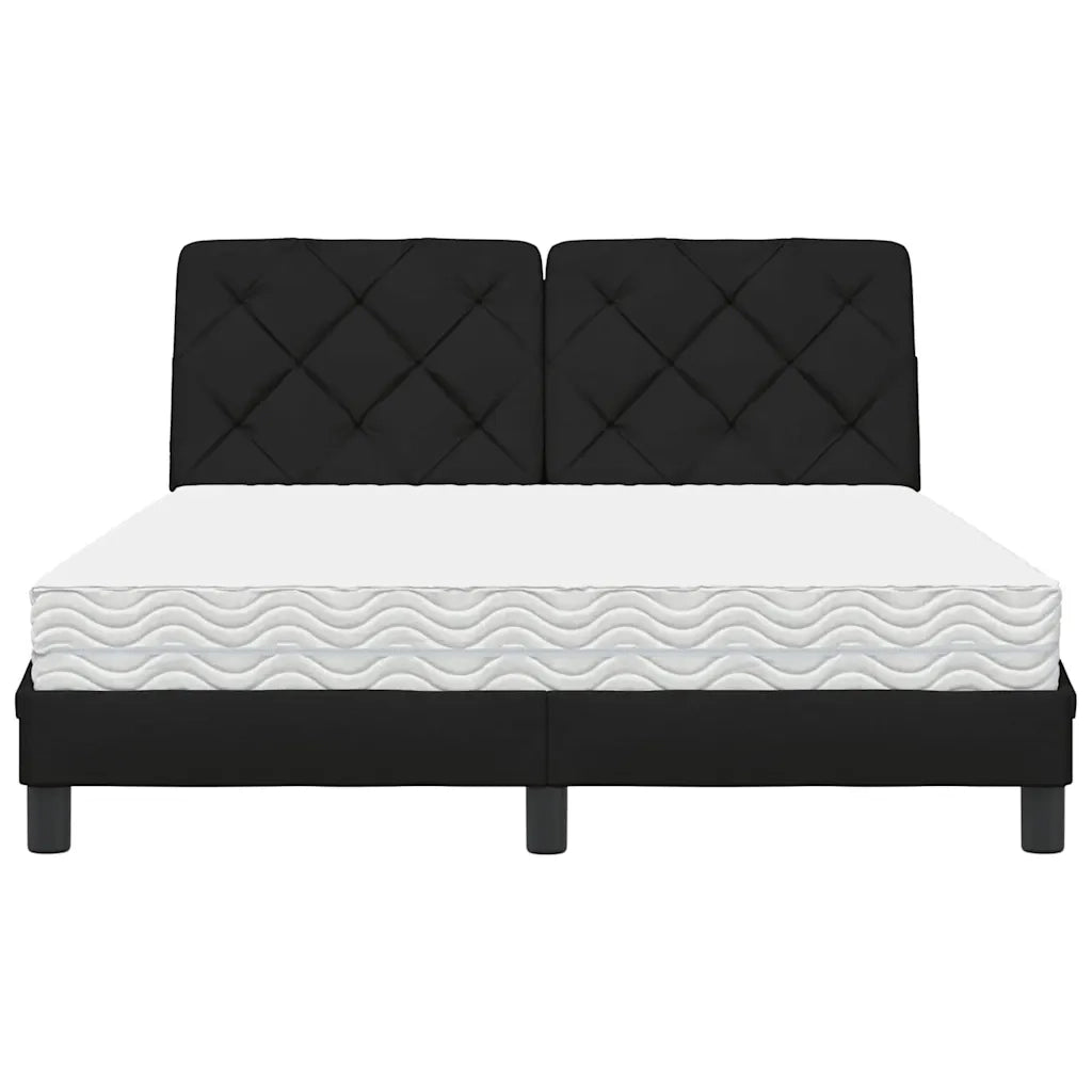 Letto con Materasso Nero 140x190 cm in Tessuto 3310736