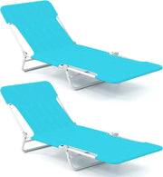 Set di 2 Lettini da Spiaggia Pieghevoli e Leggeri, Struttura Resistente Portata Massima 150 kg, Ideali per Spiaggia, Giardino e Cortile, 186 x 55 x 30 cm