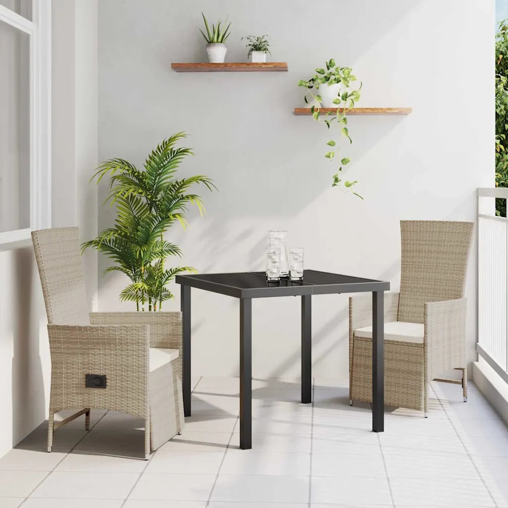 Set da Pranzo per Giardino con cuscino 3 pcs Beige polyrattan 3379471