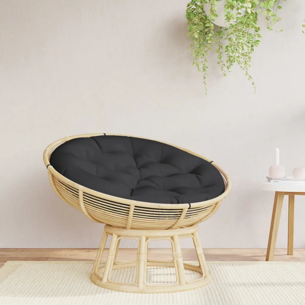 Cuscino Rotondo Nero Ã˜ 100x11 cm in Tessuto Oxford