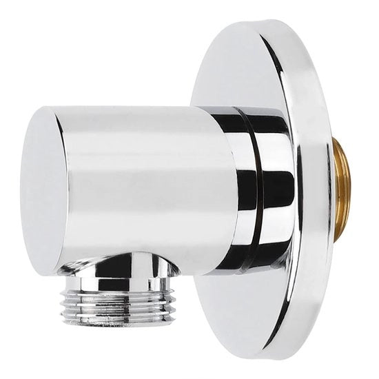Connettore per doccia G1/2 pollici - Montaggio a parete in rame - Rivestimento galvanizzato argento - Ottone - 5,5x6cm - Duraturo e resistente alle abrasioni - Connettore per doccia