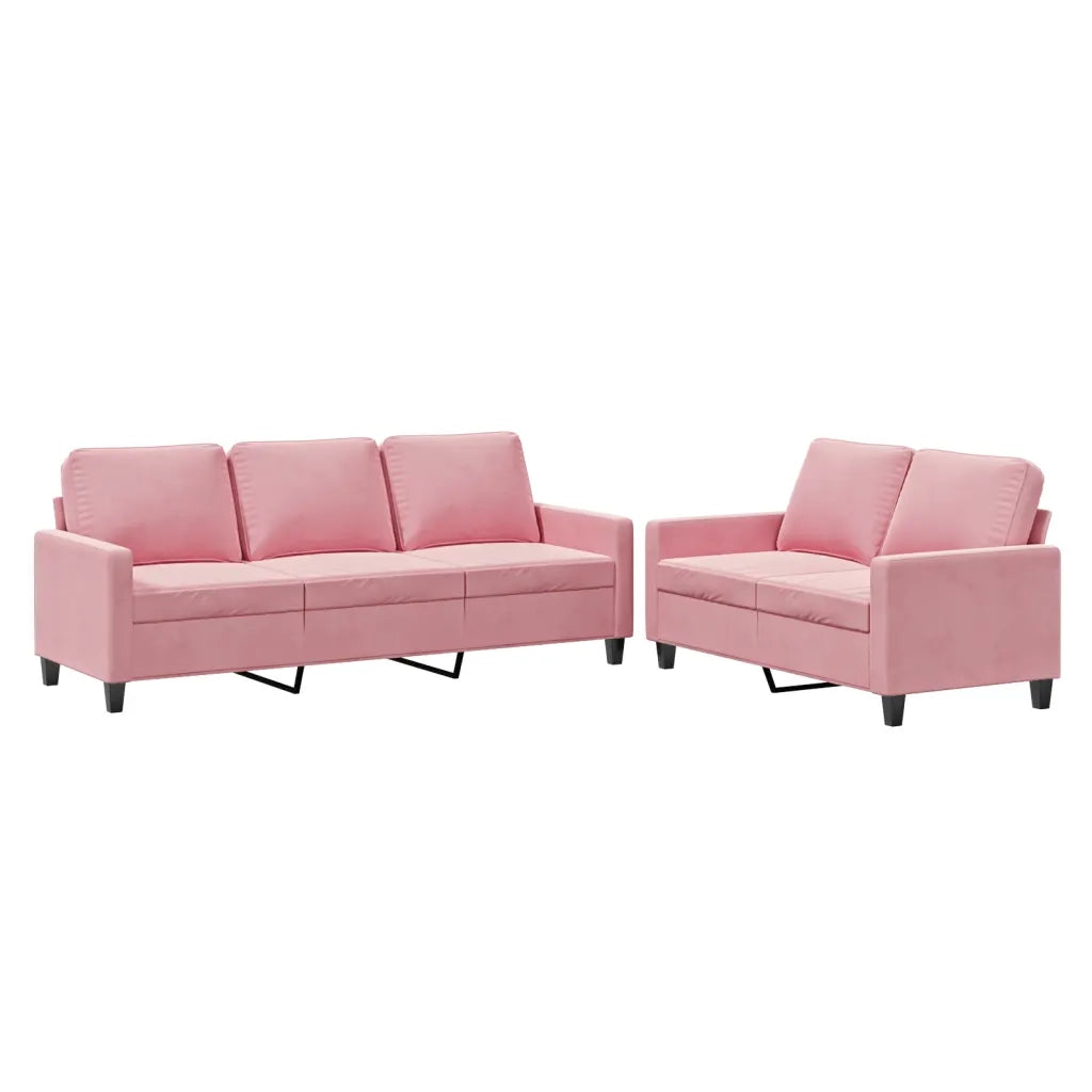 Set di Divani 2 pz con Cuscini rosa in Velluto 3201519