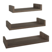 Set di 3 Mensole da Muro Modello CALAMITA MAXI, Mensole Muro Design, Mensola da Parete. Misure 60x8 p23.7 cm, 50x8 p23.7 cm e 40x8 p23.7 cm. Finitura   NOCE - MADE IN ITALY