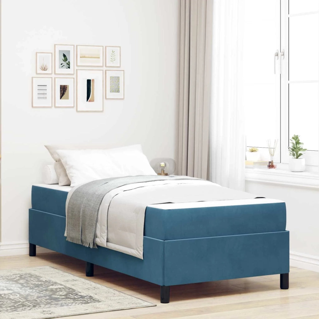 Struttura del letto con materasso Blu Scuro 80 x 200 cm Tessuto