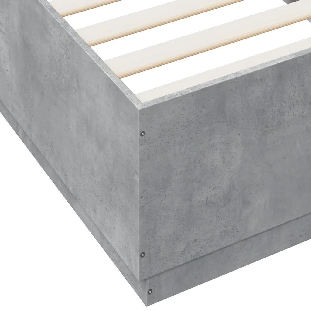 Giroletto Luci LED-Struttura Letto con LED Grigio Cemento 90x200cm in Legno Multistrato 970533