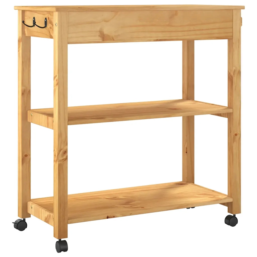 Carrello da Cucina MONZA 84x40x88,5 cm in Legno Massello di Pino 376103