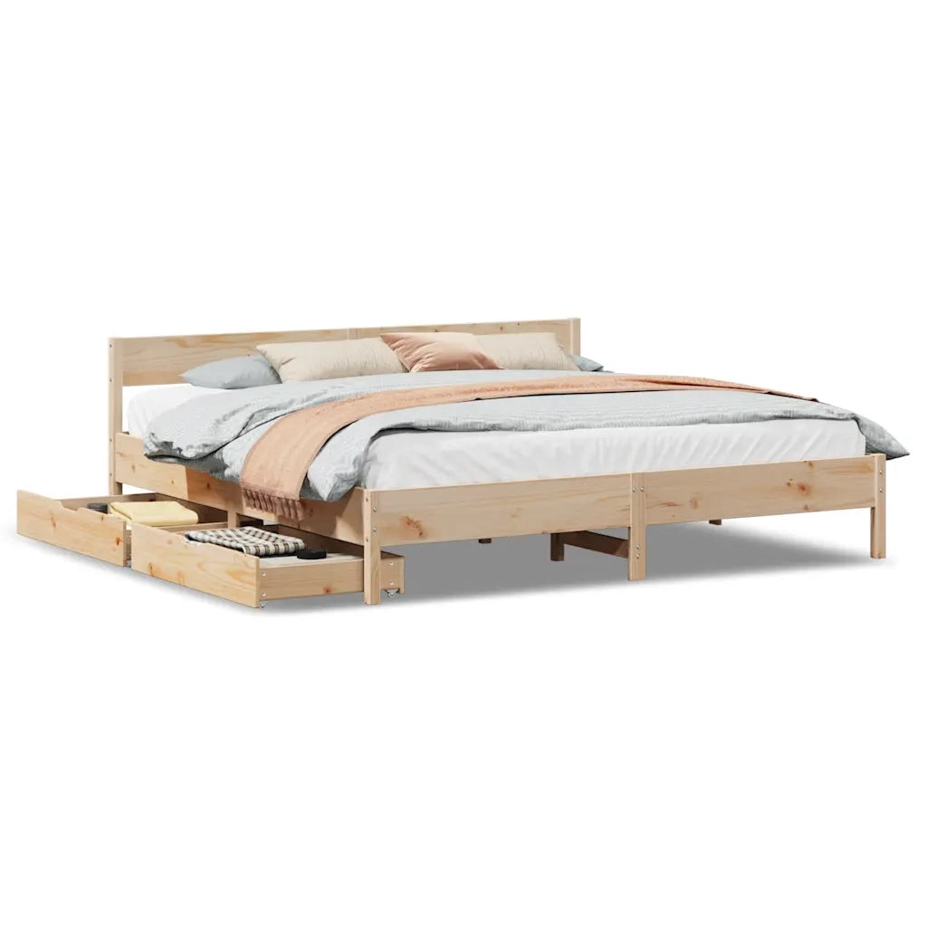 Letto senza Materasso 200x200 cm in Legno Massello di Pino