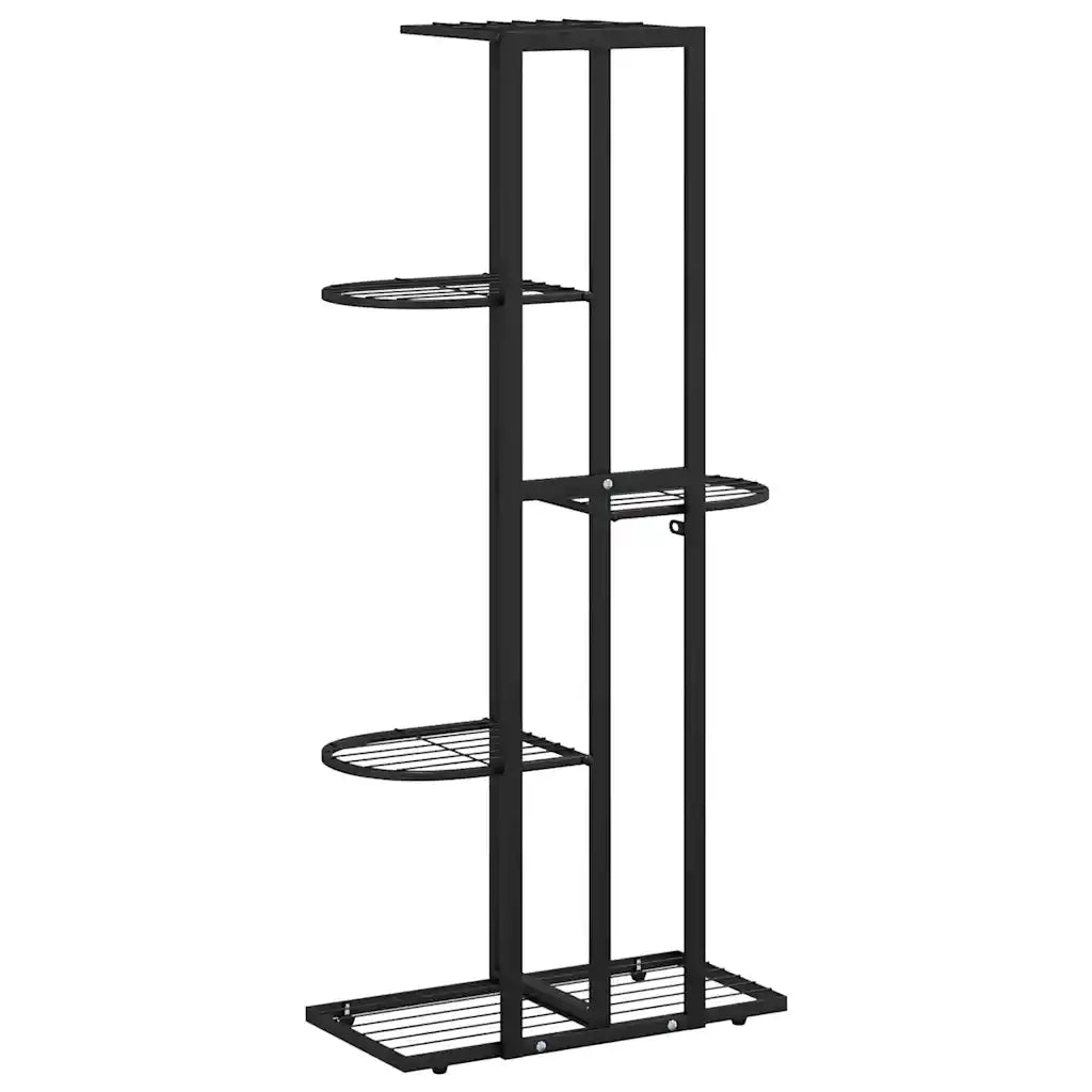 Piedistallo per piante | Sostegno per piante a 5 Piani 43x22x98 cm in Metallo Nero