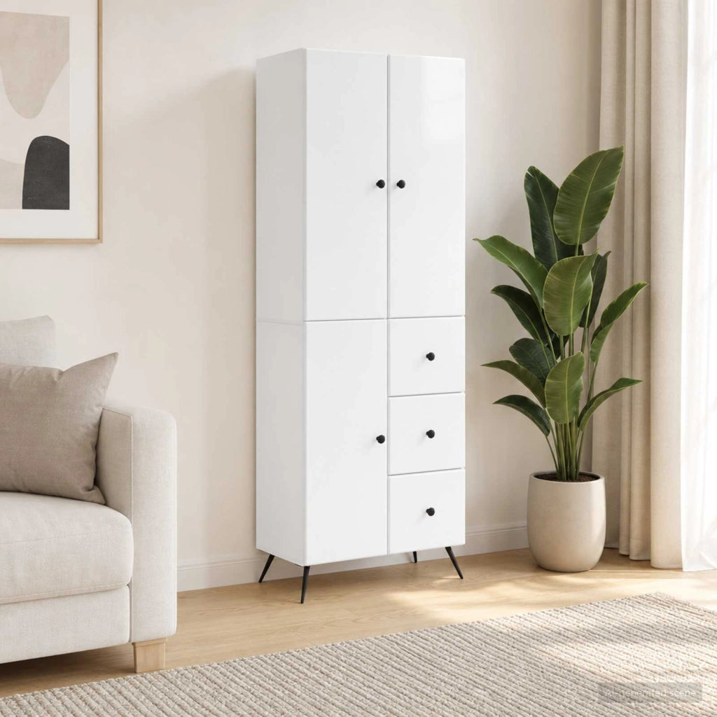 Set di armadi 2 pz Bianco Lucido Legno ingegnerizzato 3416902