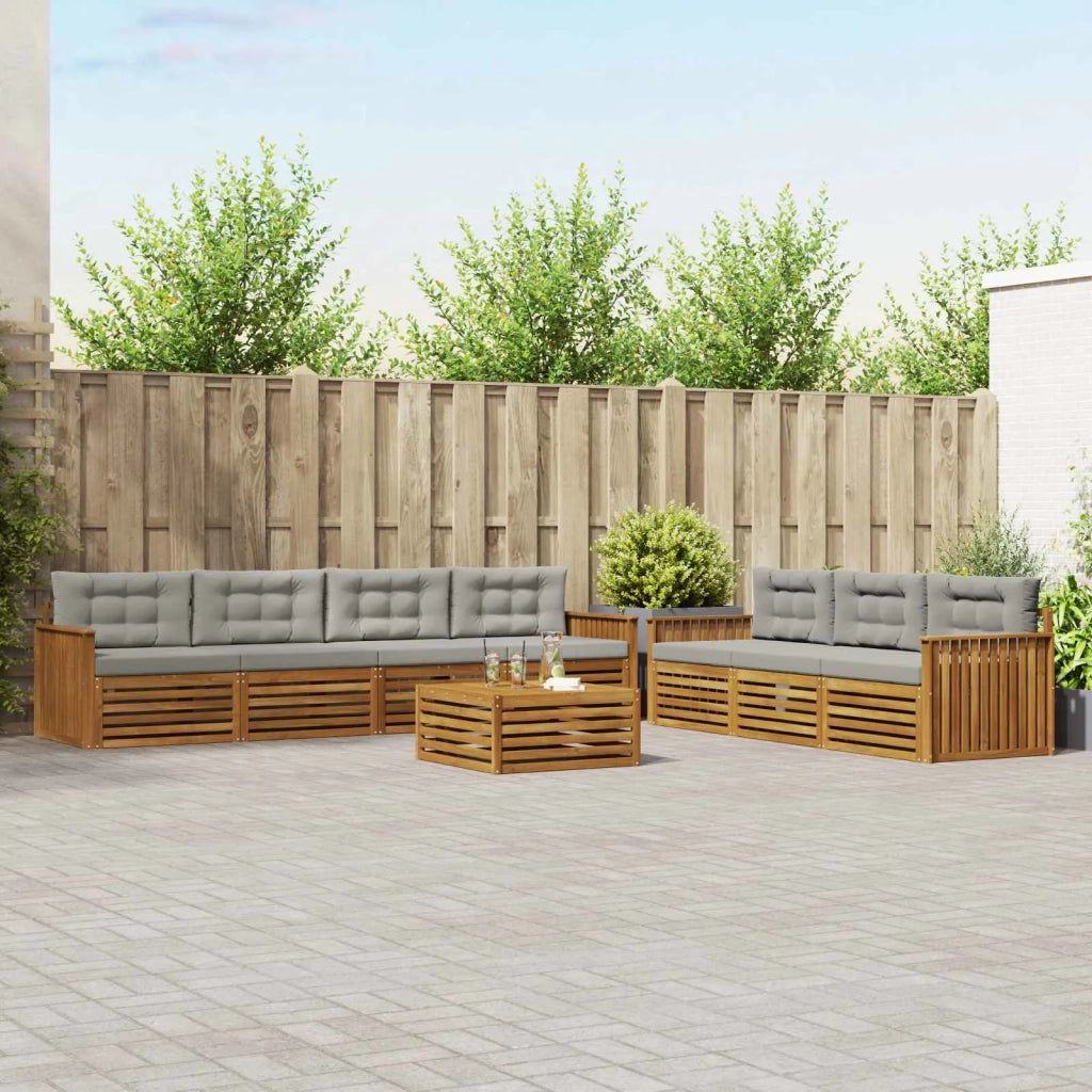 Set di divani da esterno 8 pcs Grigio Naturale e Chiaro