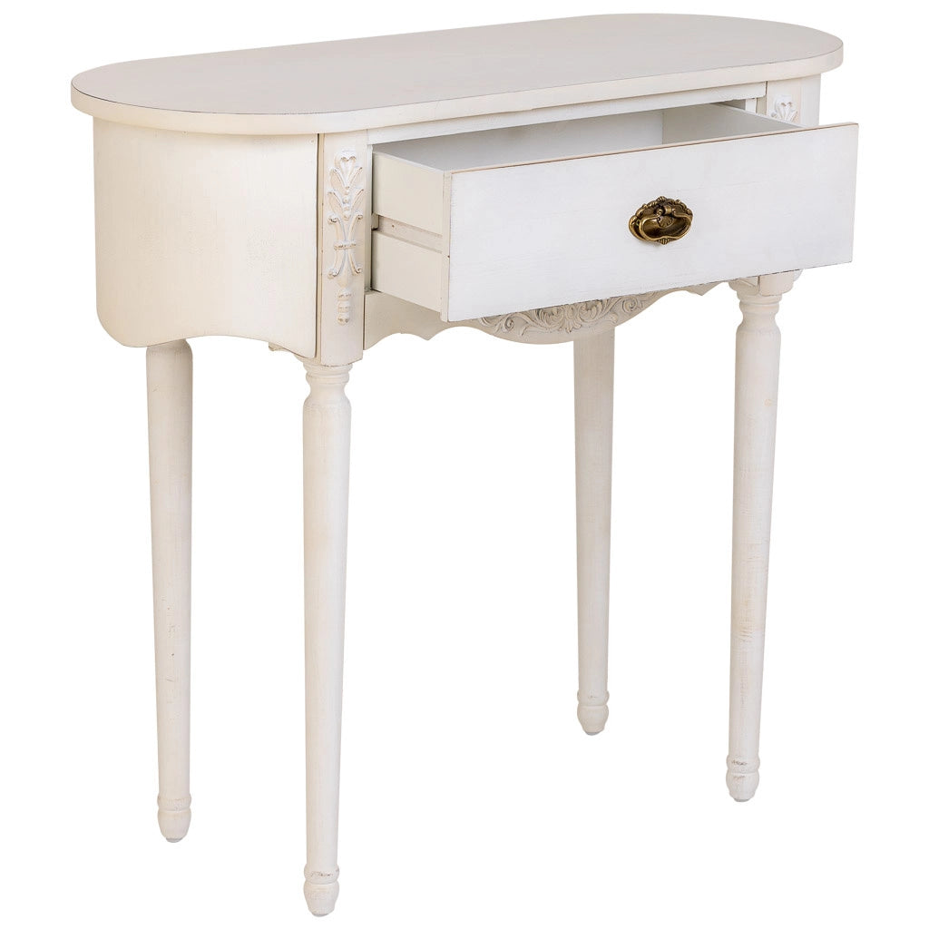 Console in legno laccato bianco invecchiato 88x36x80h cm