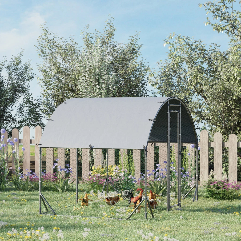 Recinto per Galline in Metallo Galvanizzato ¨C Zephmum ¨C Argento 280x190x197 cm