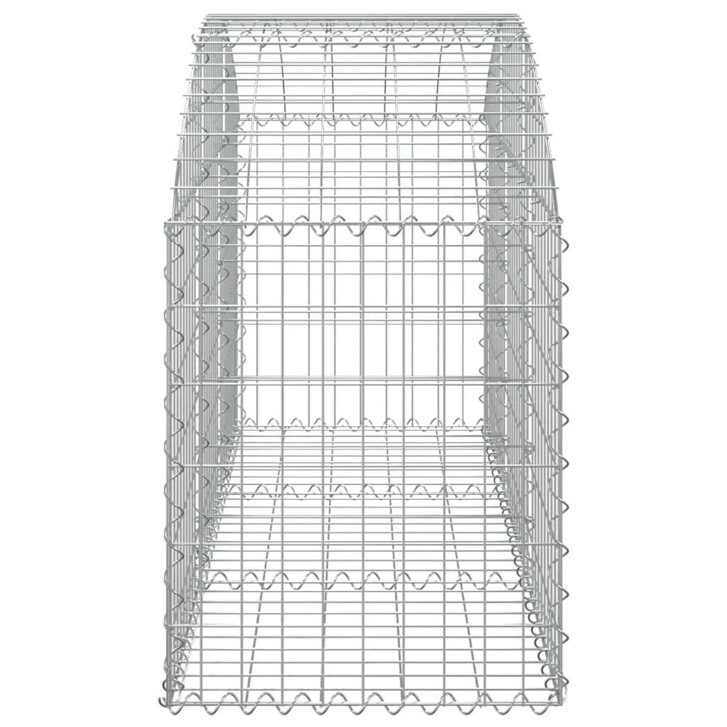 Cesto gabbione recinzione a gabbia muro di contenimento ad arco 150 x 50 x 60/80 cm ferro zincato argento 02_0039988