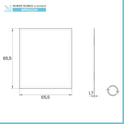 Specchio bagno 66x86 cm cornice bianca e installazione reversibile