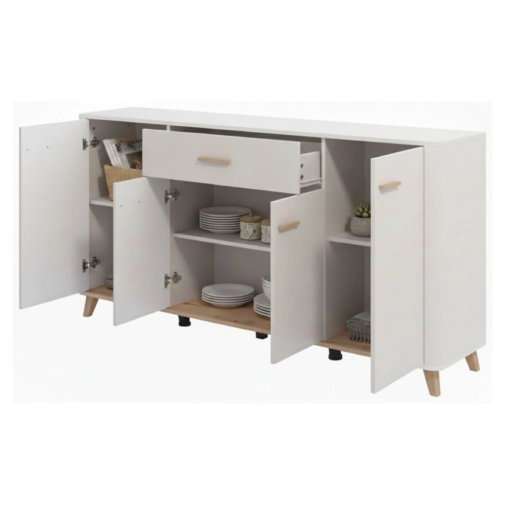 Madia Illorai, Credenza 3 Ripiani, 179.5x40x90.5h cm Bianco Crema