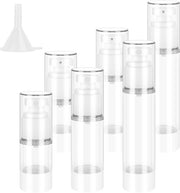 Set di dispenser senza aria per crema - 6 pezzi - 15 ml 30 ml 50 ml - flaconi per viaggio con aspirazione per lozioni e creme - con imbuto - per riempire - gel shampoo profumo - formato compatto dei dispenser