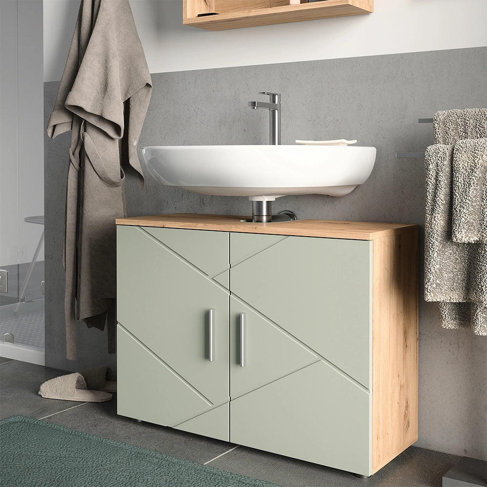 Vicco Mobile sottolavabo per bagno Verde salvia 80 x 59 cm con 2 porte