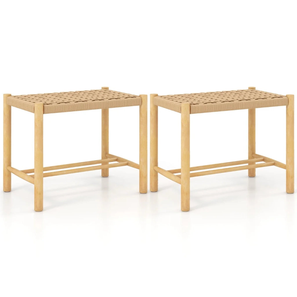 Set di 2 sgabelli da bar 56 x 36 x 45 cm seduta traspirante design rustico in legno di caucciù naturale 20_0020015