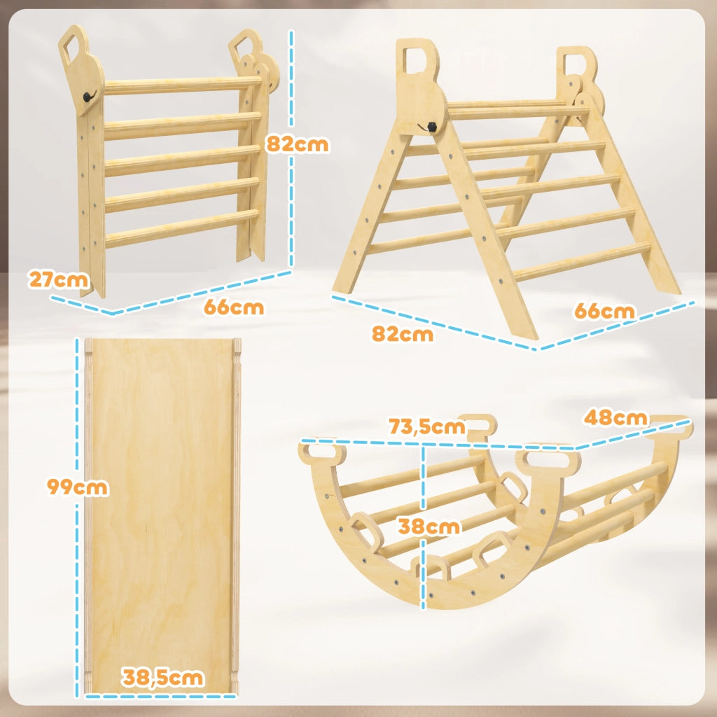 Triangolo Arrampicata Bambini con Scivolo e Altalena ¨C Zephmum ¨C Legno Naturale