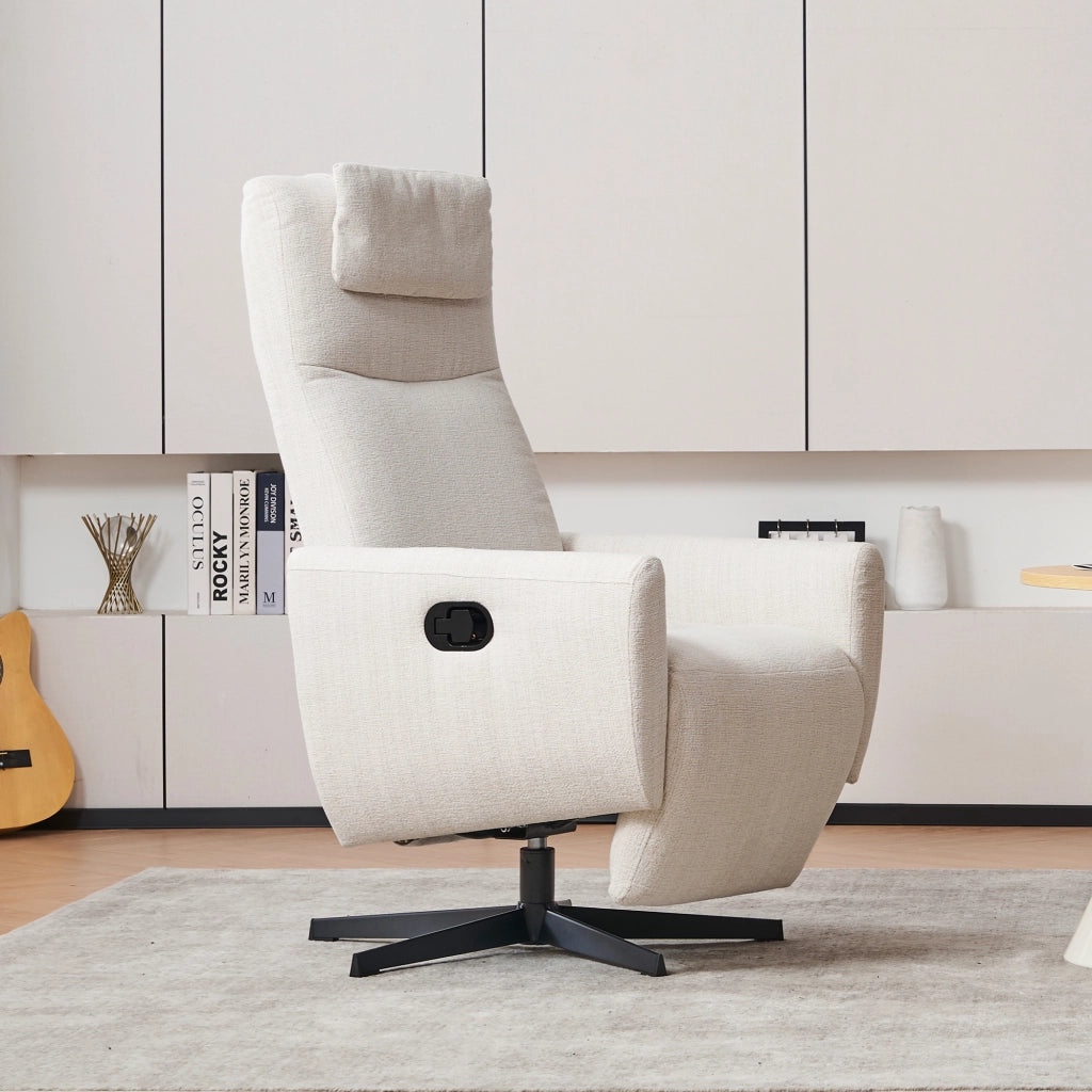 Poltrona Relax Reclinabile con Poggiapiedi ¨C MINIMAL ¨C Tessuto Chenille Beige