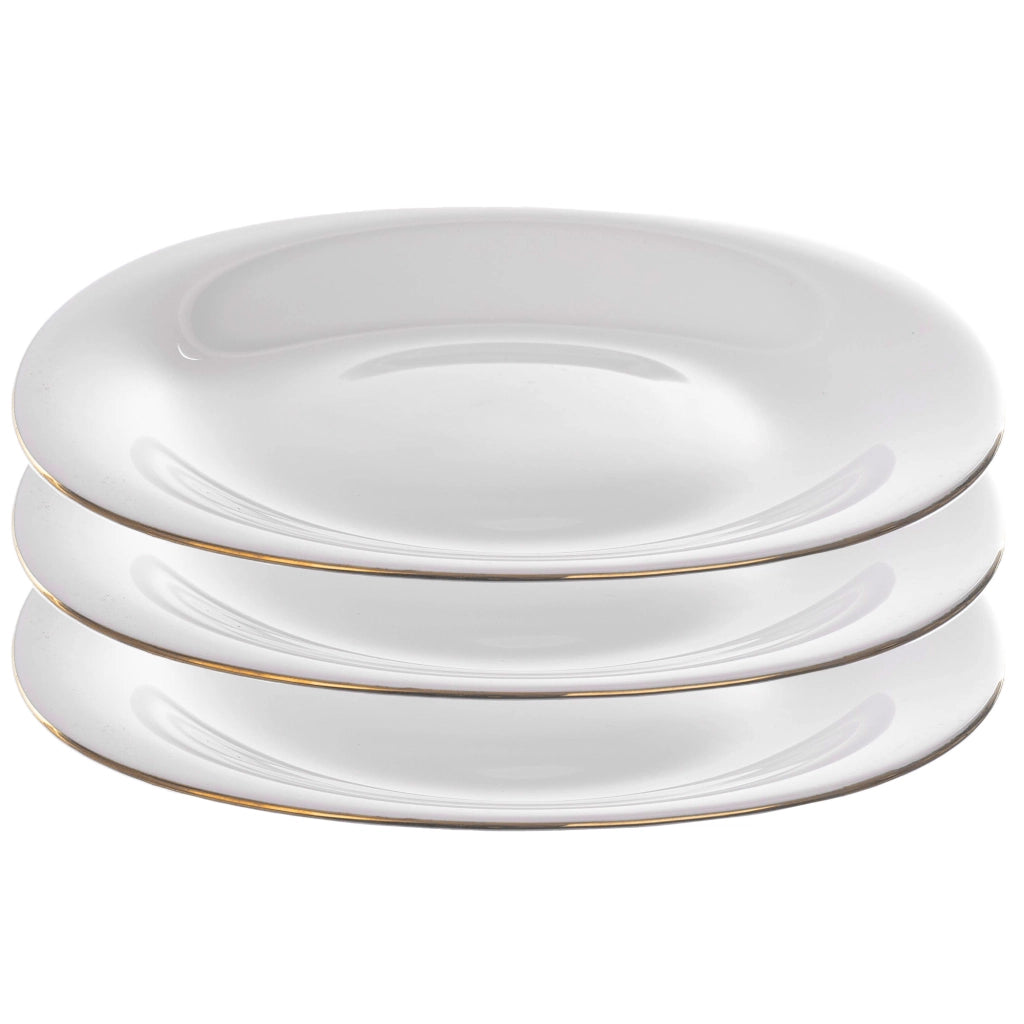 Set di 3 piatti da dessert KADAX da 21,5 cm, colore bianco e oro.