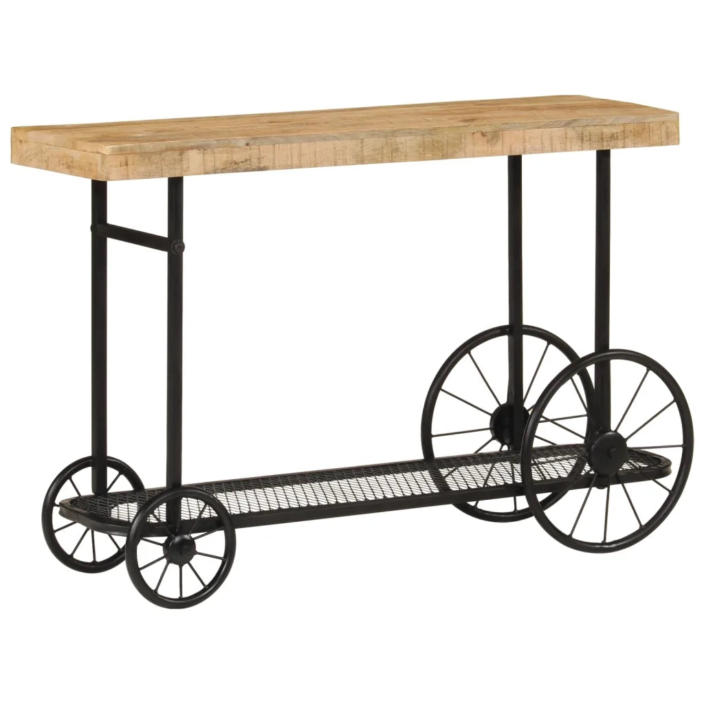 Tavolo Consolle 112x36x76 cm in Legno Massello di Mango e Ferro 353332