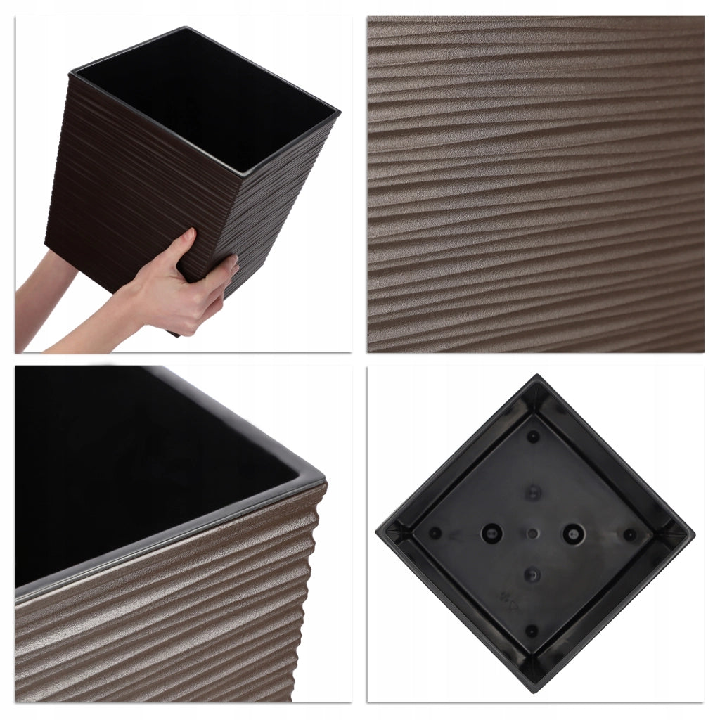 Vaso da fiori KADAX 25 cm con coperchio in plastica color moka e inserto