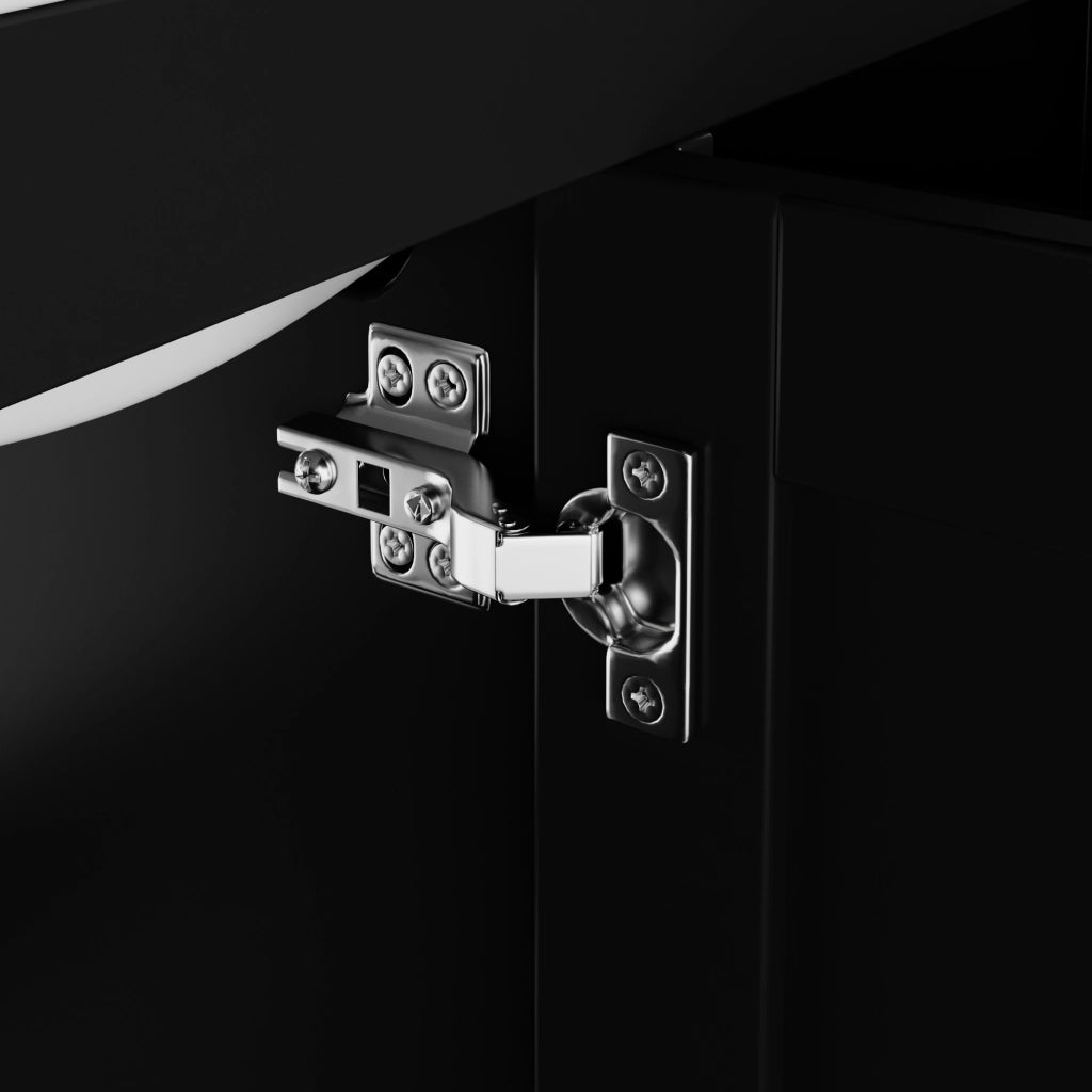 Mobile Sottolavabo con Lavabo Integrato ¨C MINIMAL ¨C Nero, 3 Cassetti, Ante, 76x46x85