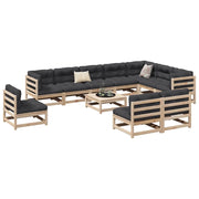 Set Divani da Giardino 11 pz in Legno Massello di Pino