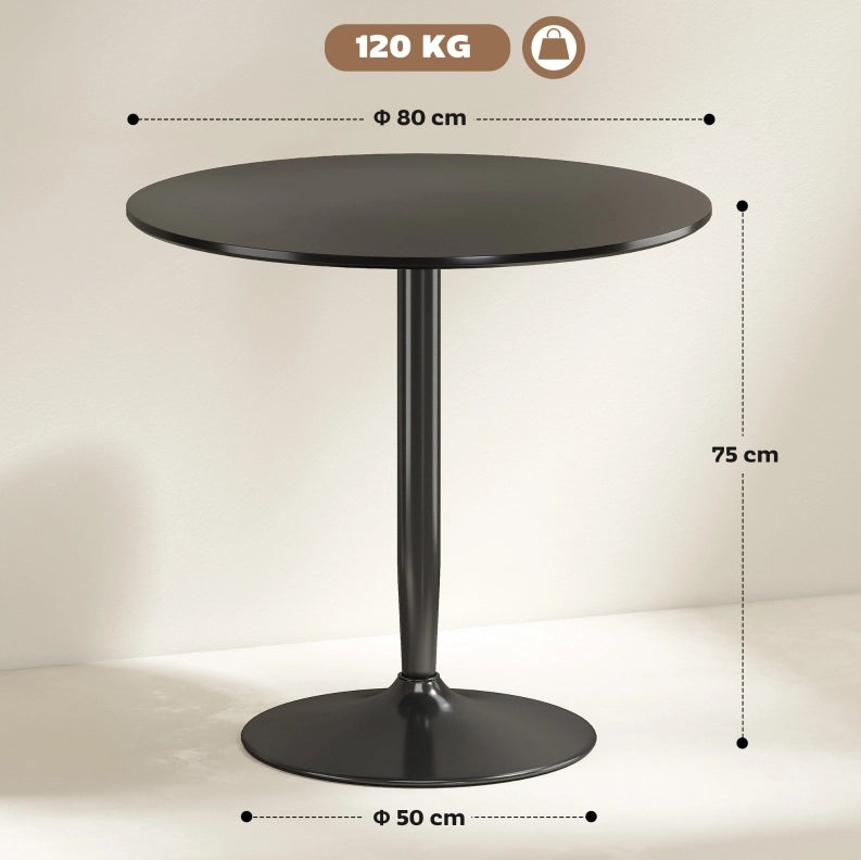 Tavolo da pranzo ?80 x 75H cm salvaspazio in MDF e acciaio nero