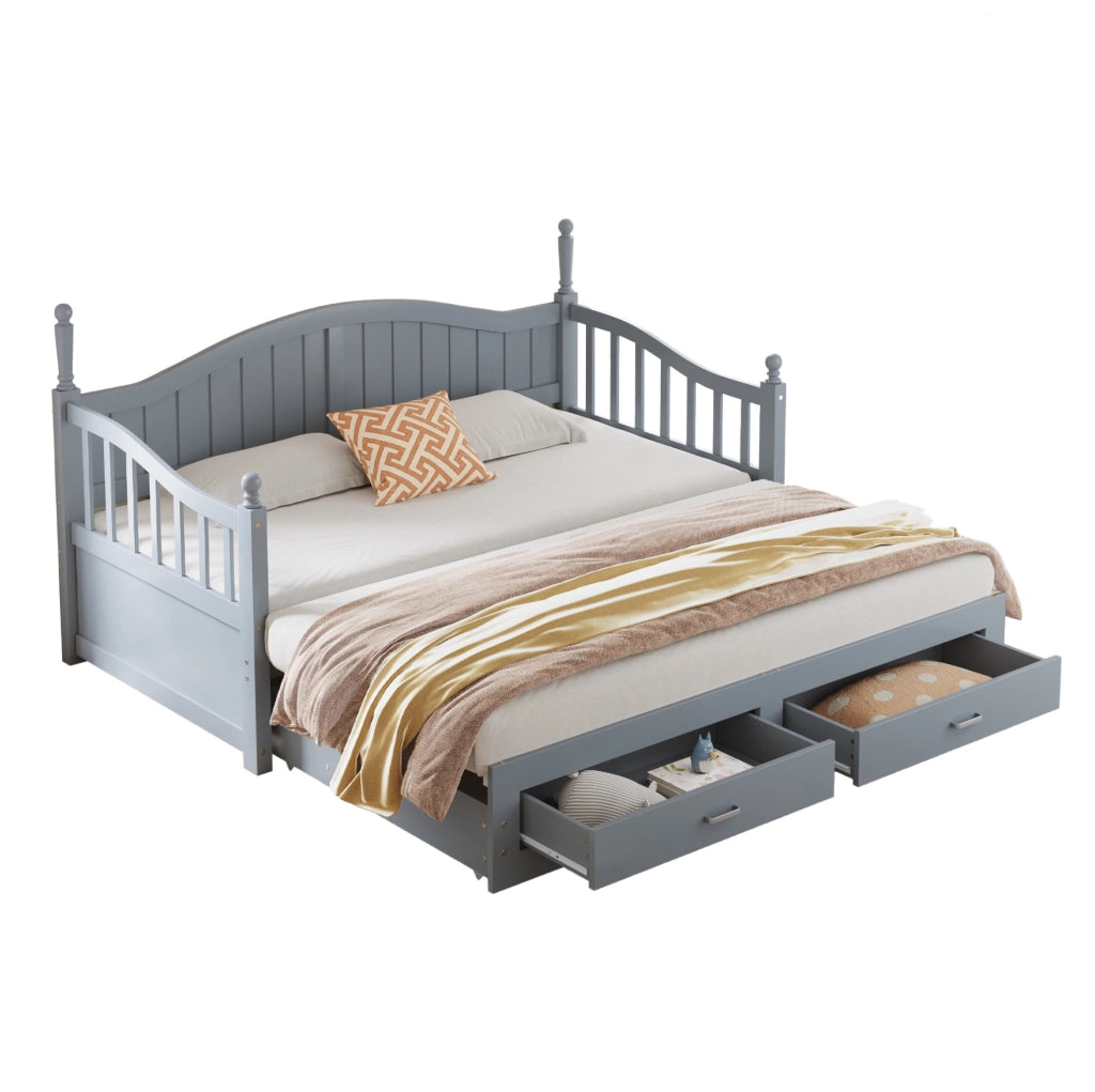 Divano letto estraibile 90/180x190 cm in legno grigio