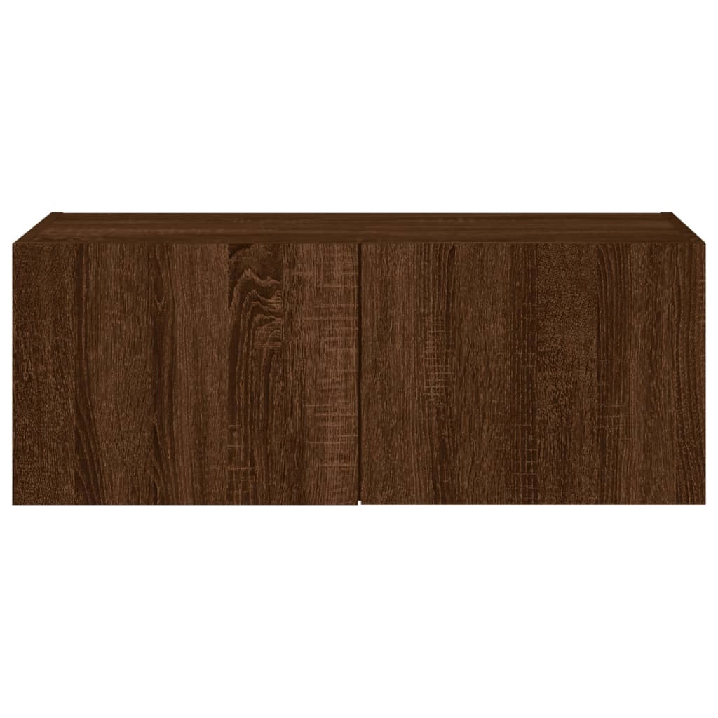 Mobile TV multimediale scaffale TV credenza mobile TV sala da pranzo soggiorno camera da letto montaggio a parete con luci LED rovere 80 x 35 x 31 cm marrone 02_0027963