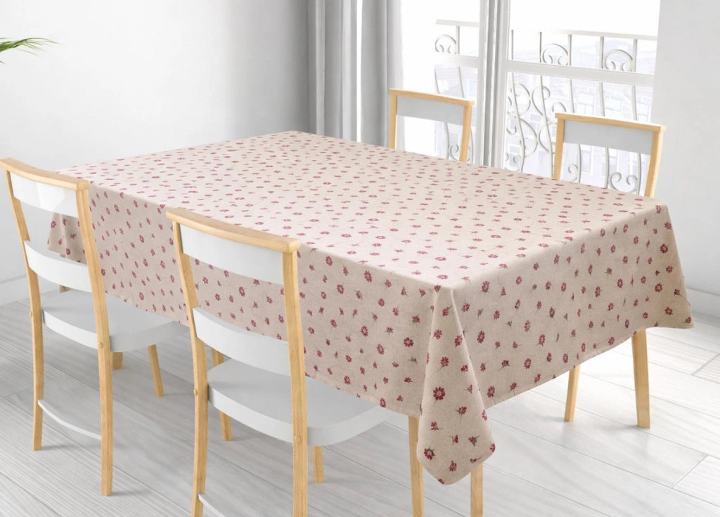 Tovaglia Per Salotto Cucina In Miros Misto Cotone Margheritine RP - 140X300 - Margheritine Rosso