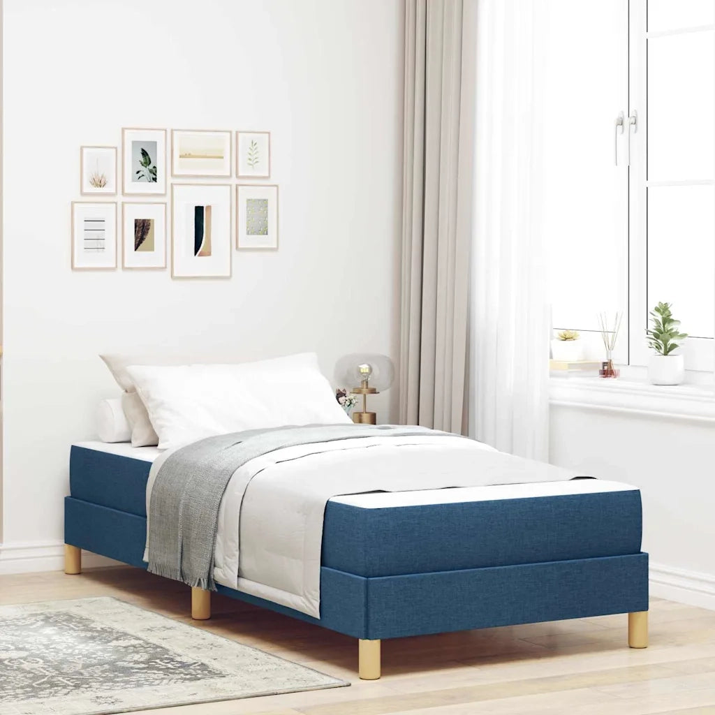 Letto a molle con materasso Blu 90 x 200 cm Tessuto