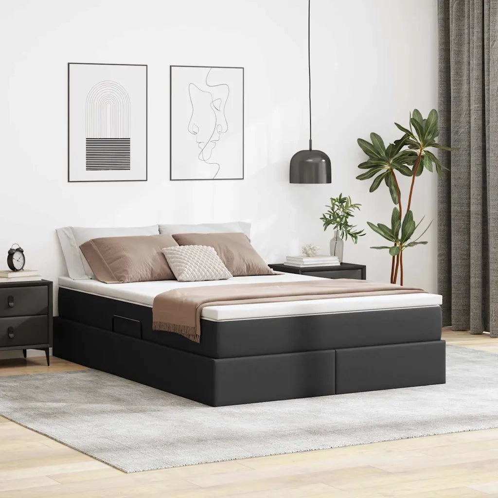 Letto con contenitore e materasso Nero 140 x 200 cm 3370166