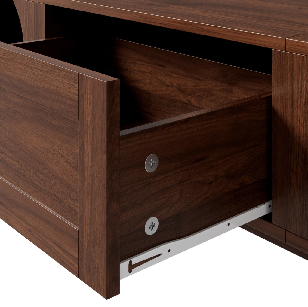 Mobile TV 170x39.5x38 cm con cassetto e ante scorrevoli in MDF noce
