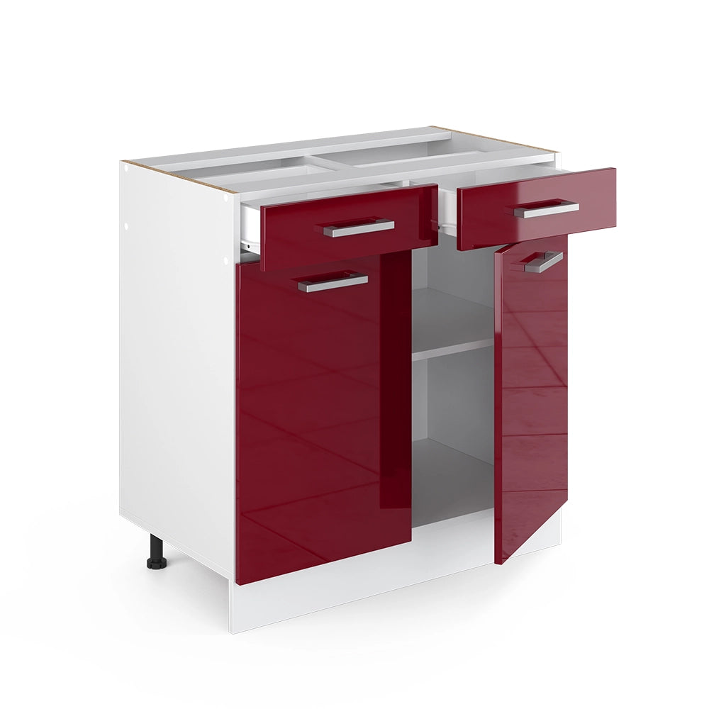Vicco Mobiletto base per cucina Rosso lucido 80 cm senza piano di lavoro