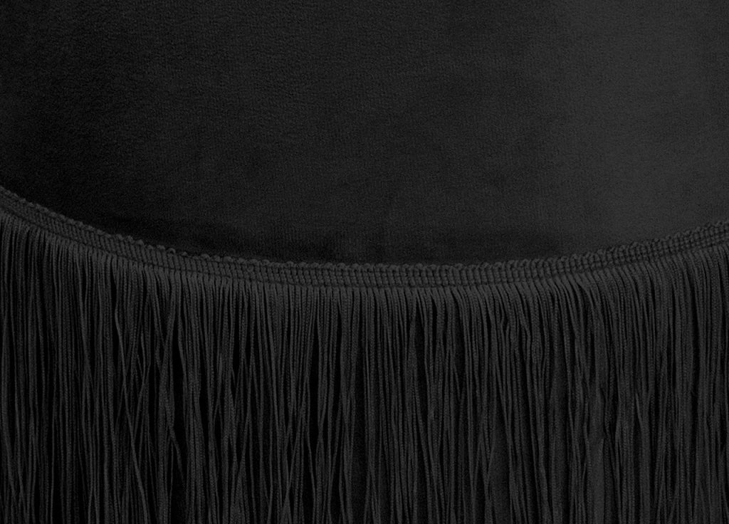 Pouf Salotto/Camera Con Frangette Imbottito Modello Velvet Malibù Tinta Unita - Pouf - Nero