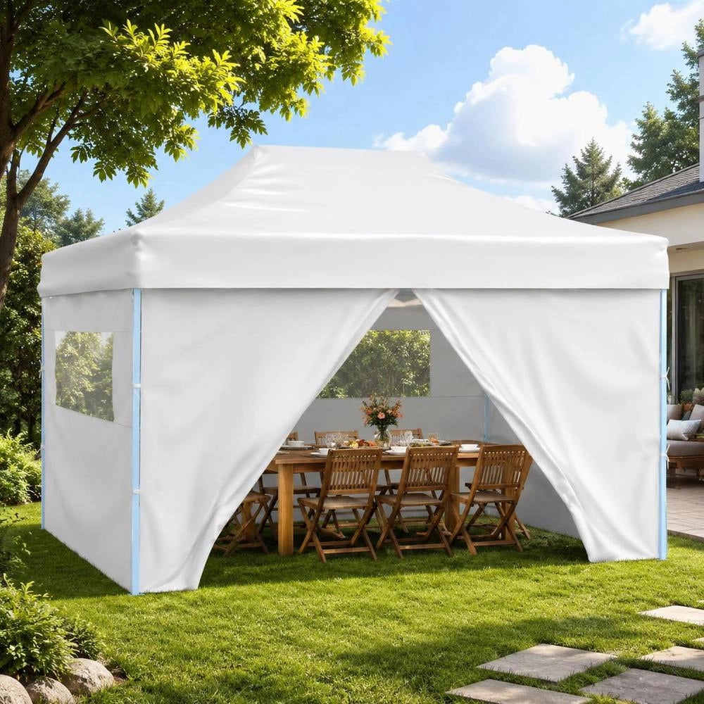 Foldable Party Tent With 4 Side Panels, 3x4.5 M, White