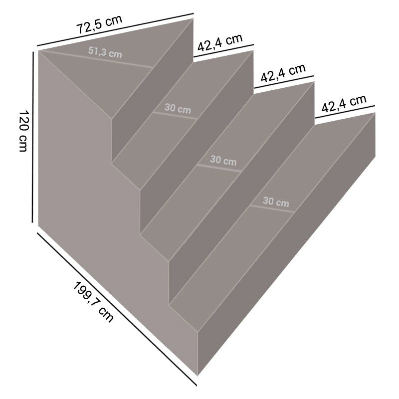 Scala Interna Pavia 1,997 X 1,997 H 1,20 M A 4 Gradini, Per Posa Sotto Liner