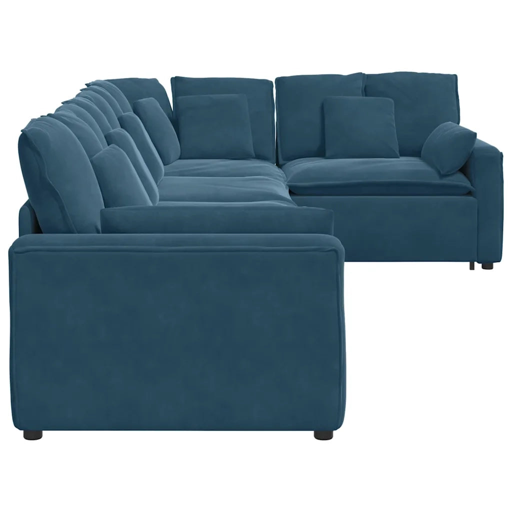 vidaXL Divano Modulare con Cuscini in Velluto Blu