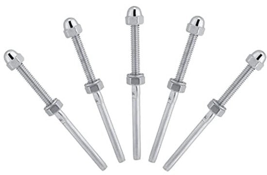 Draadeinden in Acciaio Inox - Duraturo e Resistente - Adatto per Palafitte in Legno - 20 Pezzi - Ideali per Cavi da 1/8 pollice - Per Interno e Esterno