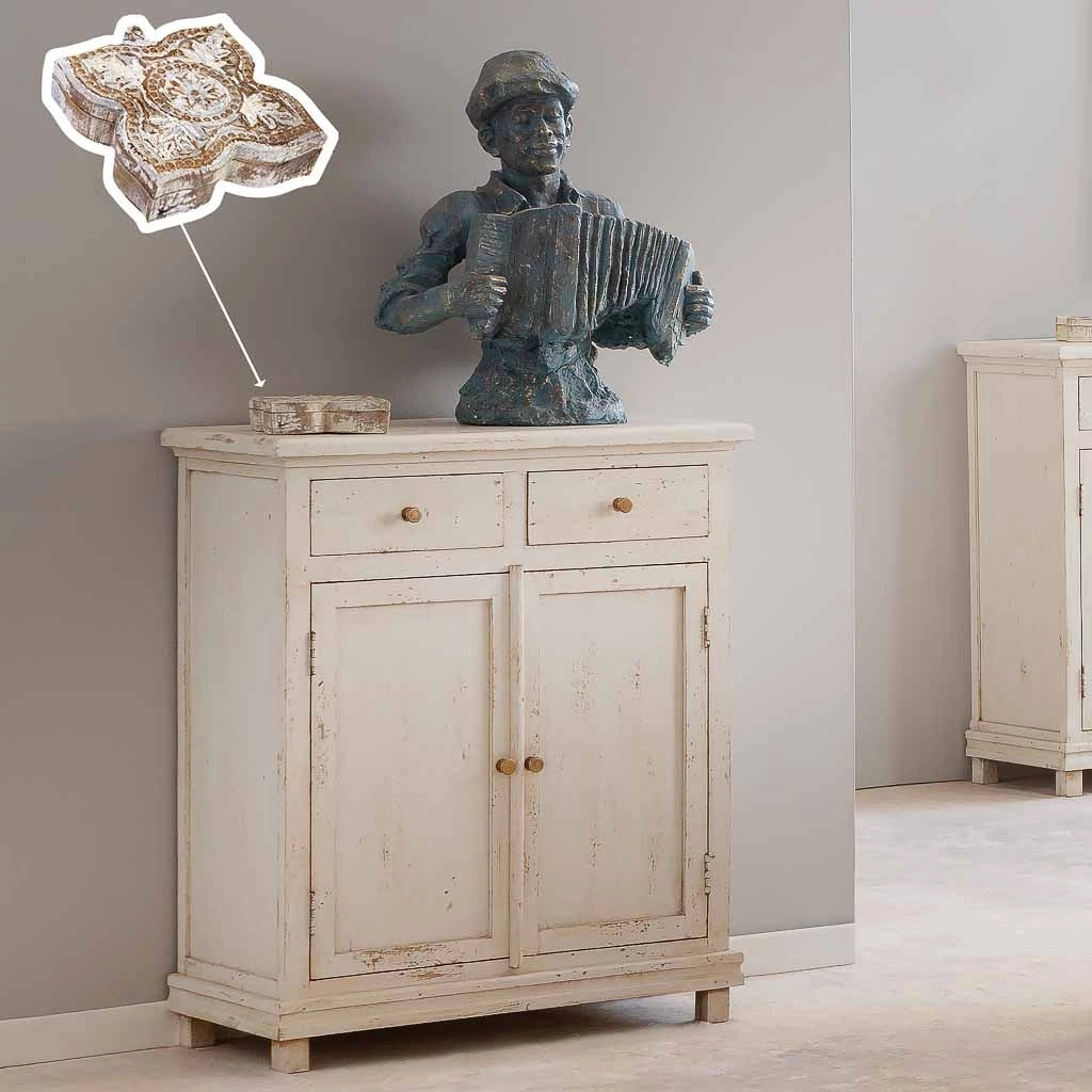 Scatola in legno con finitura artigianale bianco anticato 18,5x20x5h cm