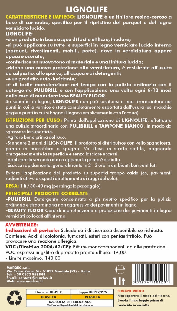 Prodotto per parquet rovinato LIGNOLIFE   1LTx6Pz