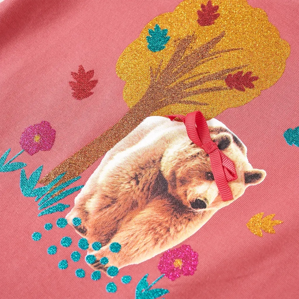 Maglietta da Bambina a Maniche Lunghe Rosa Antico 128 13812