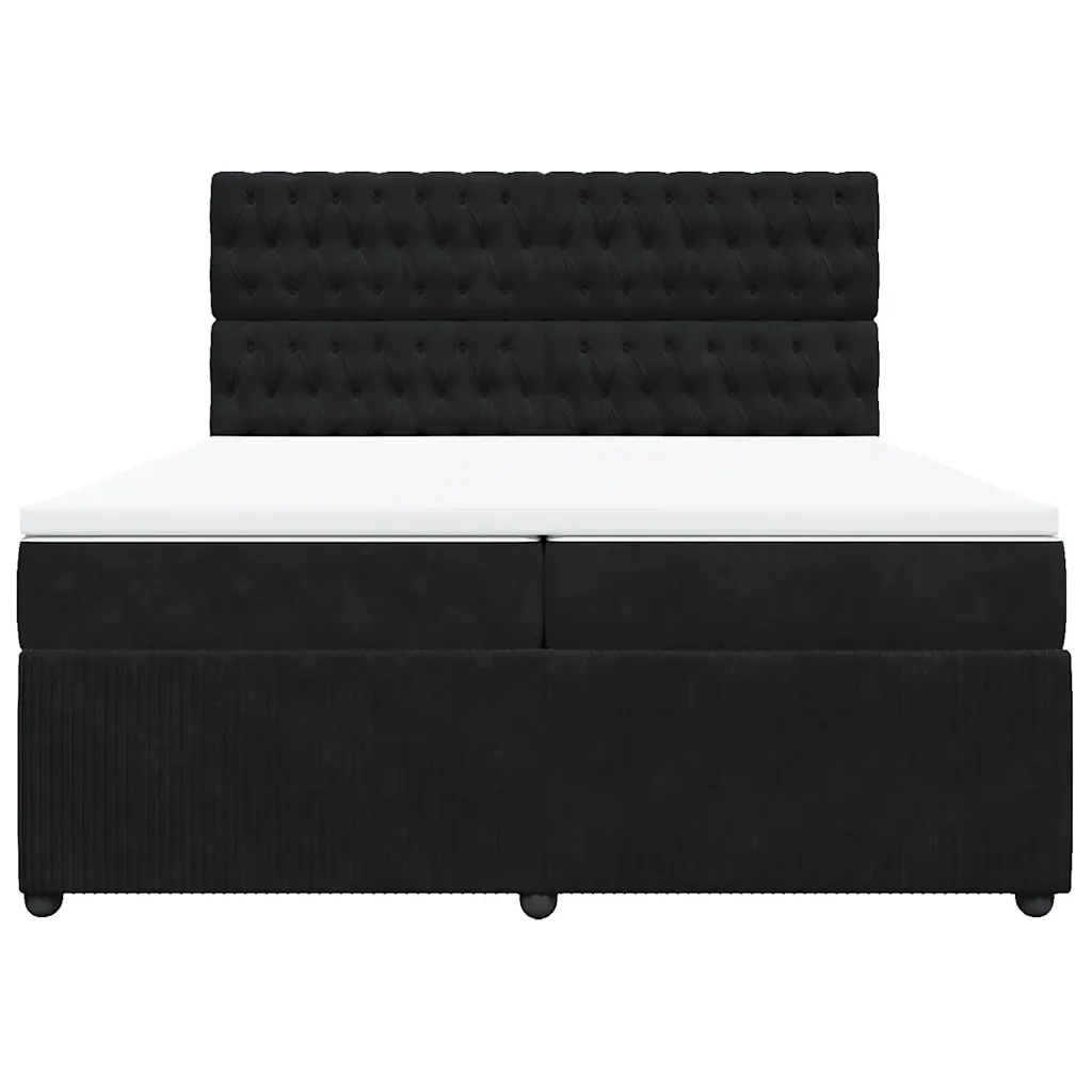 vidaXL Giroletto a Molle con Materasso Nero 200x200 cm in Velluto