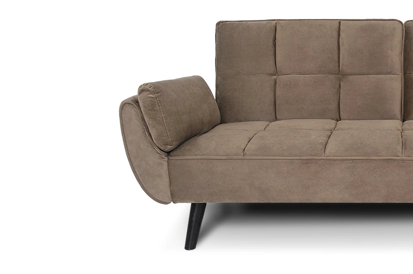 Divano letto clic clac in velluto marrone piede nero - divano 3 posti - Ambra - DL-AM09VLT-PLN