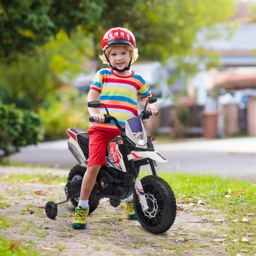 Moto Elettrica per Bambini 12V con Ruedas Auxiliares ¨C zephmum ¨C Bianco