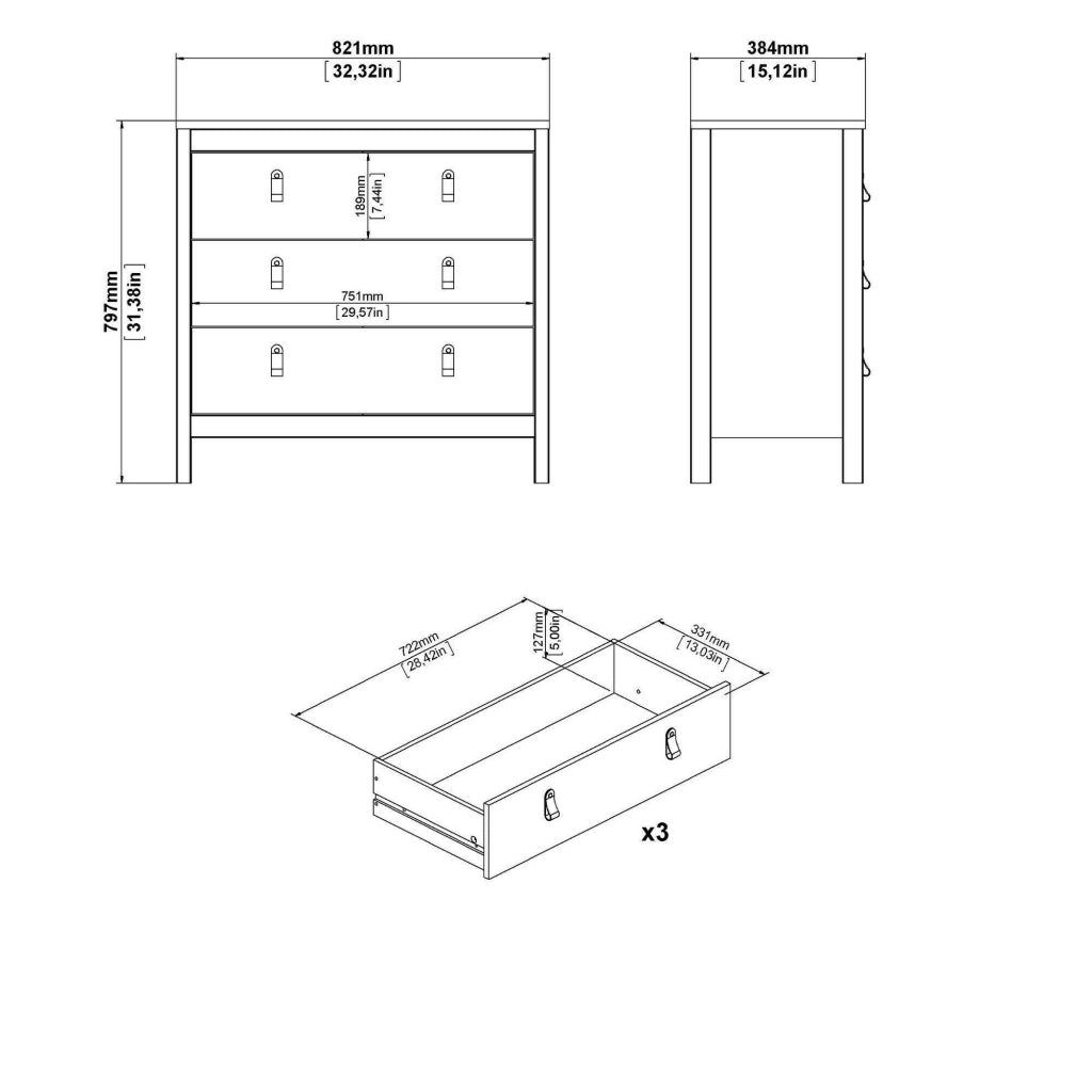 Cassettiera Sagar, Settimino multiuso, Comò camera da letto, Mobile con cassetti, 82x38 h80 cm, Rovere