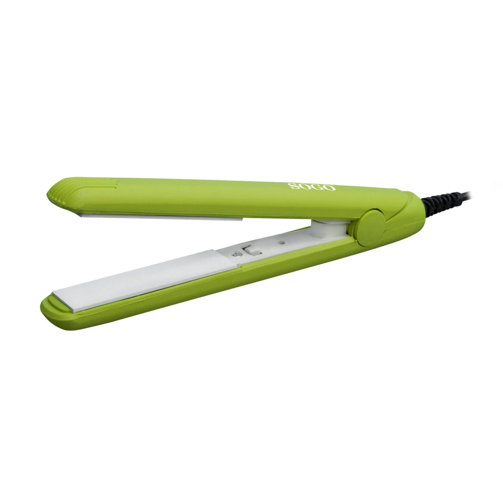 Piastra per capelli mini da viaggio, placche ceramica bianche 150°C, cavo lungo 1,65m, interruttore led 25W - SOGO
